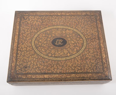 Lot 67 - A China Trade black lacquered games box, mid 19th century