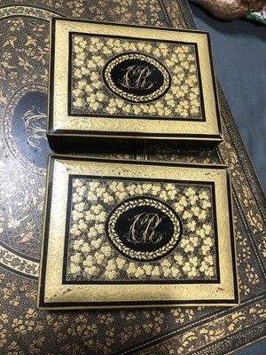Lot 67 - A China Trade black lacquered games box, mid 19th century