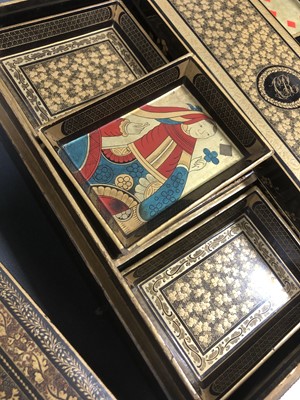 Lot 67 - A China Trade black lacquered games box, mid 19th century