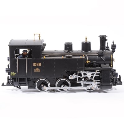 Lot 4 - LGB electric, G scale, Swiss locomotive 0-6-0 plain black no.1068.
