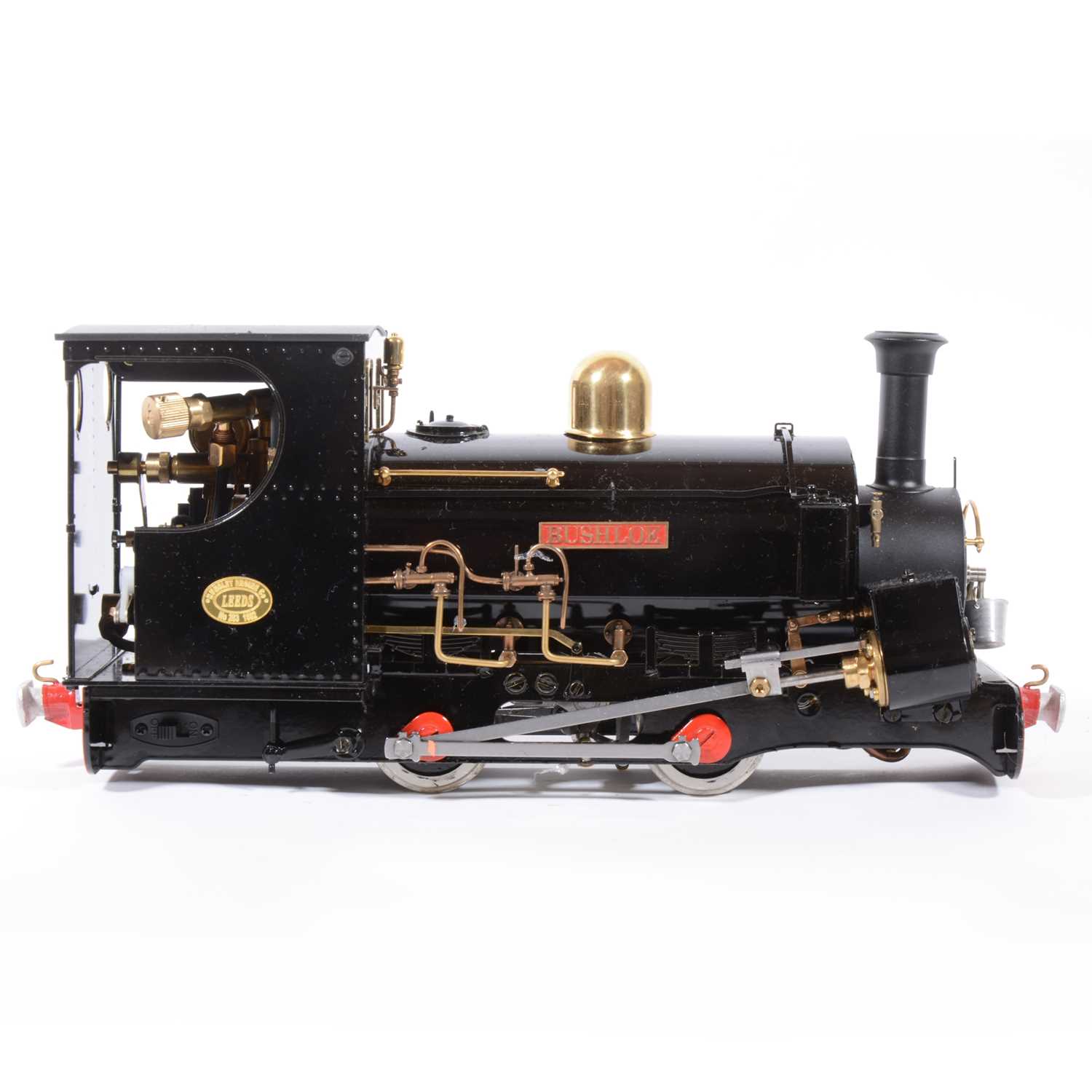 Lot 29 - Roundhouse live steam, gauge 1 / G scale, 45mm locomotive, 'Charles' / Bushloe 0-4-0, black, with instructions, boxed, with RC.