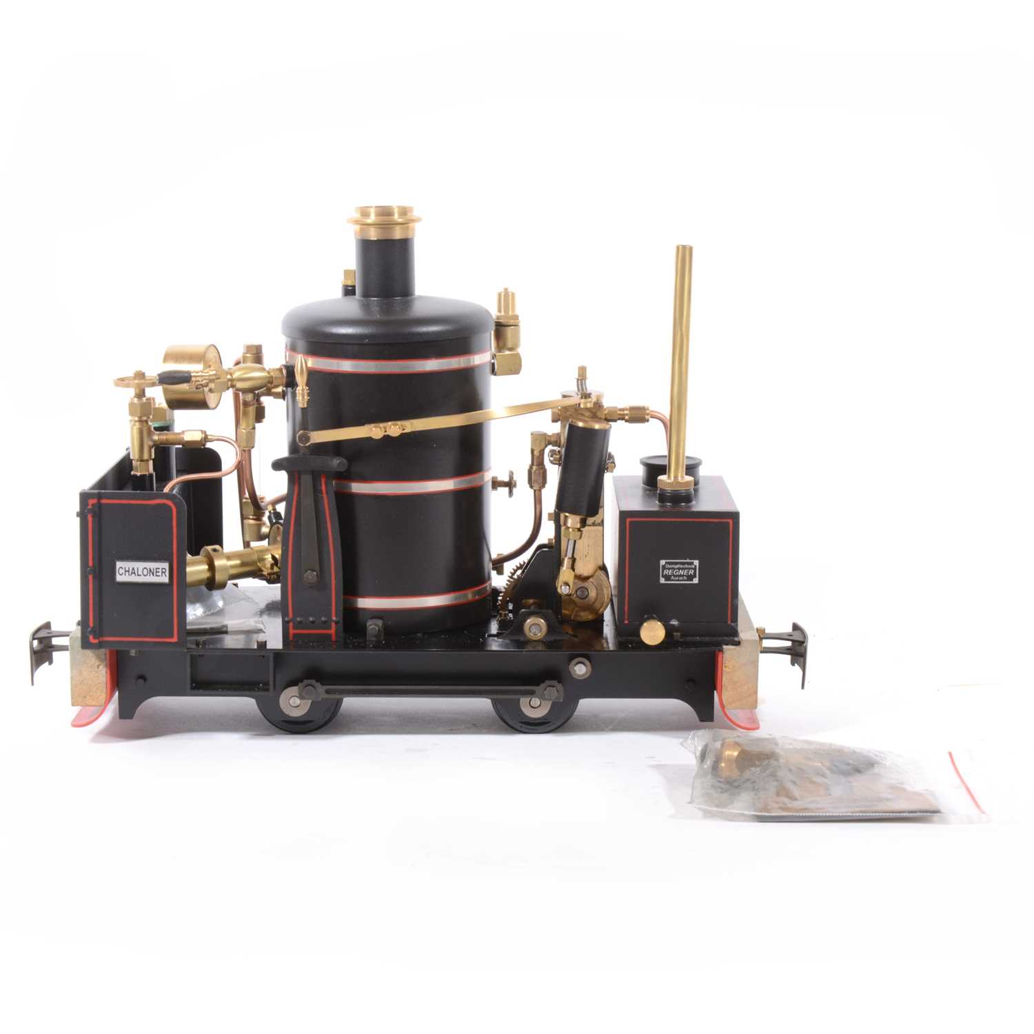 Lot 58 - Regner Models live steam, gauge 1 / G scale, 45mm locomotive, 'Chaloner', 0-4-0, black, boxed.