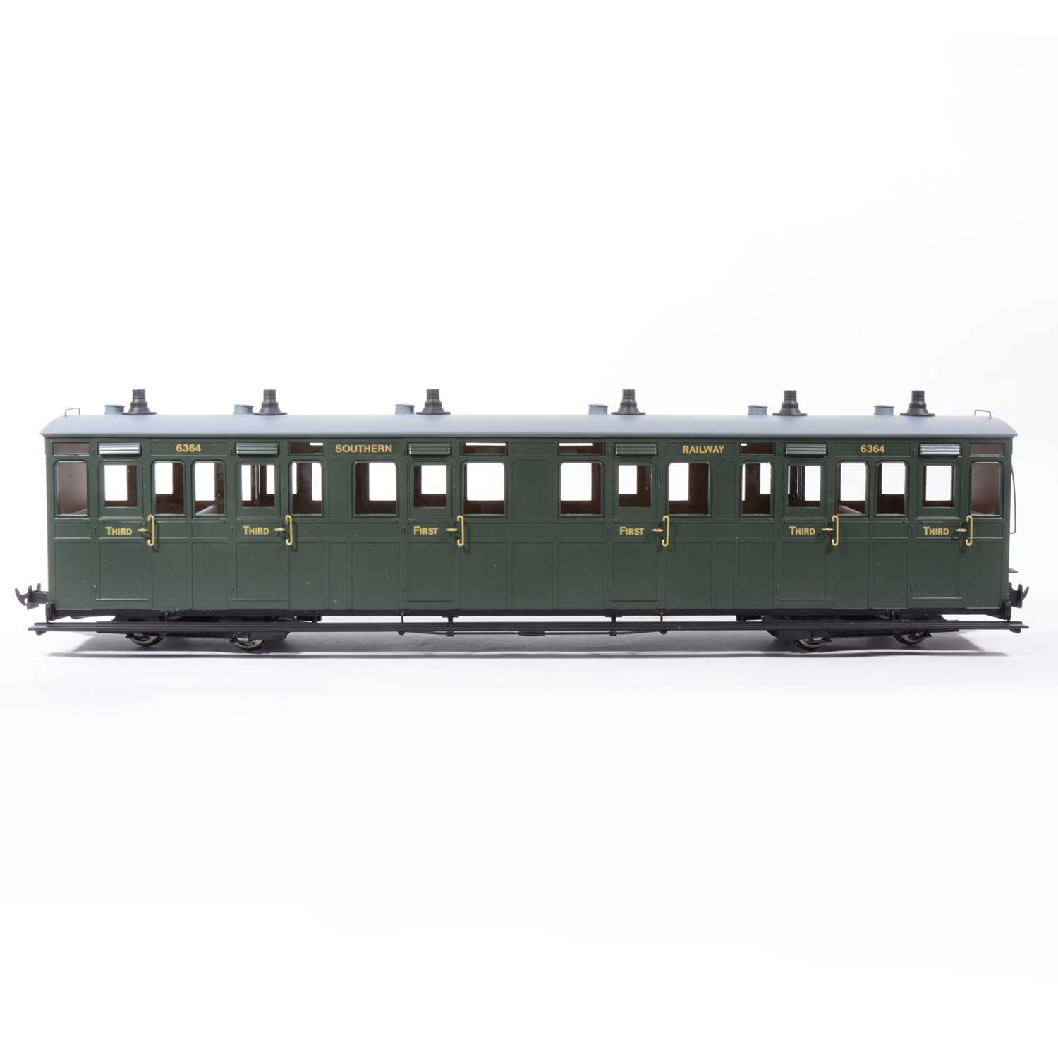 63 - Accucraft G scale passenger coaches, Lynton & Barnst bogie R19-20, R19-21, R19-19, and a W&L Pickering coaches no.6338, all boxed.