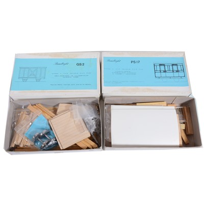 Lot 113 - Two Brandbright model railway kits, 16mm scale, PS17 Freelance Panelled coach 2 comp 2nd, GS Welshpool & Llanfair goods van, both appear complete but are unchecked, (2).