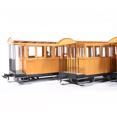 Lot 70 - Fifteen kit built gauge 1 / G gauge model railway rolling stock, including open wagons and brake vans.