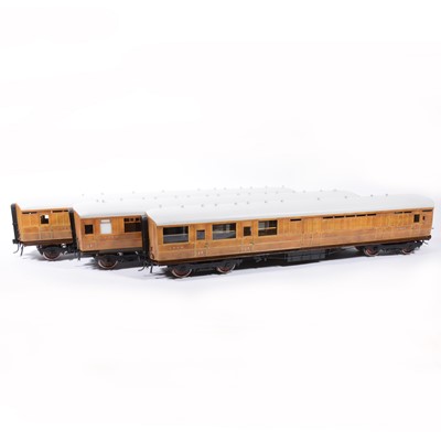 Lot 71 - The Finescale Locomotive Company passenger coaches, gauge 1 / G scale, 45mm, rake of three LNER 'Teak' no.3987, no.1378, no.3990, (3).