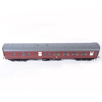 Lot 77 - Tower Brass Models, gauge 1 / G scale, 45mm passenger coaches, rake of three BR maroon M35042, M4358, M34128, (3).