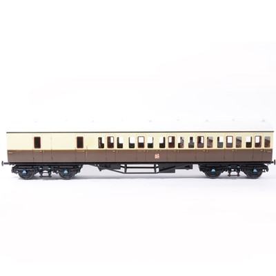 Lot 78 - Two Tower Brass Models, gauge 1 / G scale, 45mm passenger coaches, GWR brown and cream, no.6757, no.6758, (2).