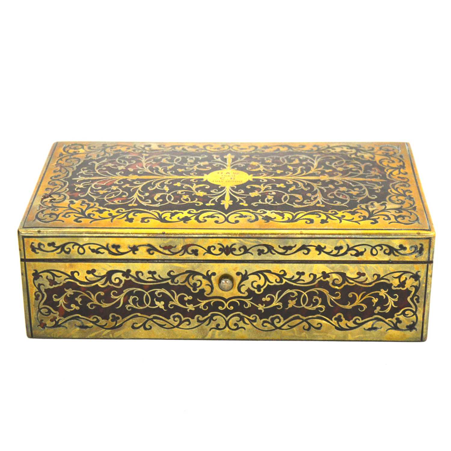 Lot 1112 - A George V boulle work box, by Asprey, London