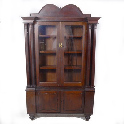 Lot 132 - A Victorian oak and mahogany glazed bookcase, adapted