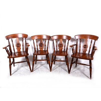 Lot 142 - A set of six modern beech kitchen chairs