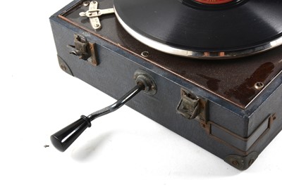 Lot 58 - Maxitone portable wind-up gramaphone, along with a DIsneyland Main Street Electrical Parade 12" vinyl record.