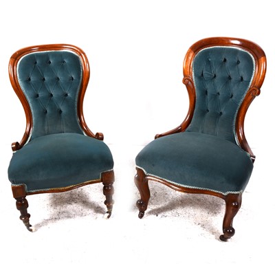 Lot 66 - A Victorian mahogany spoon-back nursing chair, and another similar