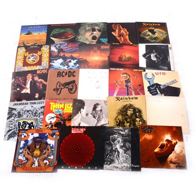 Lot 8 - Rock and Heavy Metal vinyl LP records; twenty four including, Iggy Pop, Uriah Heep, UFO, DIO, ACDC, Rainbow etc.