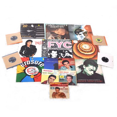 Lot 42 - Vinyl LP and 7" single records; aprox 86 records including, Elvis Presley, Stevie Wonder, etc