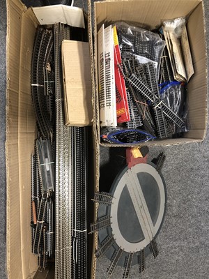 Lot 159 - Two boxes of OO gauge model railway track; mostly Hornby and Pecco