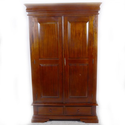 Lot 128 - A modern walnut double wardrobe