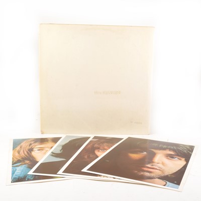 Lot 5 - The Beatles White Album LP vinyl record; Mono pressing no.0021390, PMC 7067/7068, embrossed cover, top opening, with four portraits and poster.