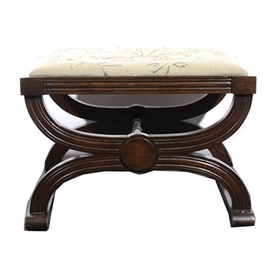 Lot 36 - A stained oak X-frame stool