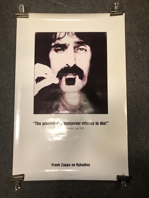 Lot 99 - Six music posters; including Frank Zappa, Bob Dylan, Nick Lowe and ZZ Top, various sizes.