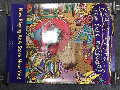 Lot 99 - Six music posters; including Frank Zappa, Bob Dylan, Nick Lowe and ZZ Top, various sizes.