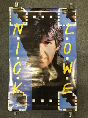 Lot 99 - Six music posters; including Frank Zappa, Bob Dylan, Nick Lowe and ZZ Top, various sizes.