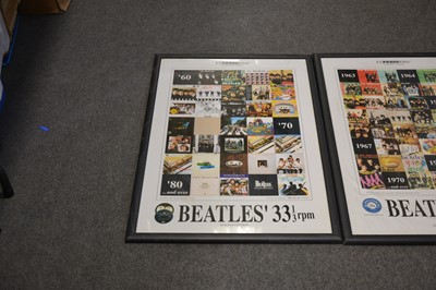 Lot 97 - The Beatles; Two Italian advertising posters showing EPs covers, framed and glazed, 90cm, 60cm.