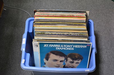 Lot 27 - One box of mixed vinyl LP records; aprox seventy-two records.