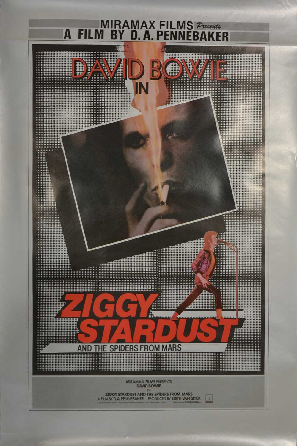 Lot 102 - UK film poster David Bowie Ziggy Stardust and the Spiders from Marz, 40x27inch.