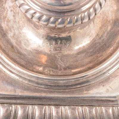Lot 217 - Pair of Queen Anne Britannia silver candlesticks, John East, London 1702.