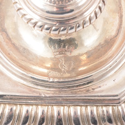 Lot 217 - Pair of Queen Anne Britannia silver candlesticks, John East, London 1702.