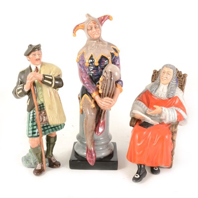 Lot 1009 - Three Royal Doulton figures: HN2356; The Judge, HN2443; The Jester (modern), HN3261 Laird