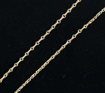 Lot 1331 - A yellow metal fancy link chain.