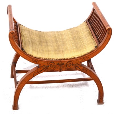 Lot 62 - An Edwardian satinwood and inlaid X-frame stool