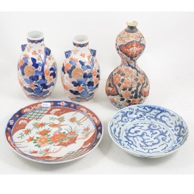 Lot 1051 - Pair of Japanese pear-shaped vases, and others.
