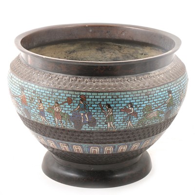 Lot 232 - An Asian bronze enamel cloisonné jardinière