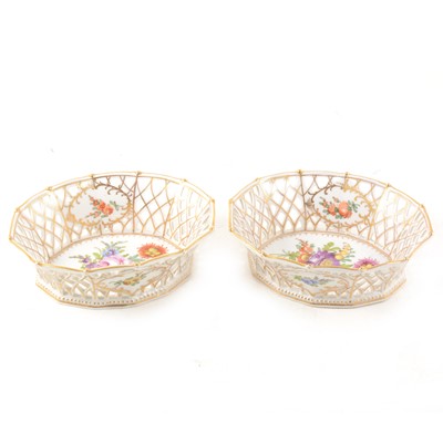 Lot 3 - A pair of Dresden porcelain baskets