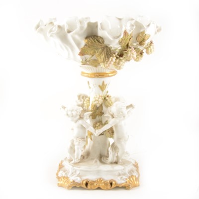 Lot 101 - 19th Century Moores Bros. Gilded white porcelain comport