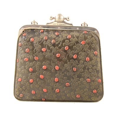 Lot 125 - Edwardian tooled leather dance purse with Ladybird and leaf decoration and a leather coin purse.