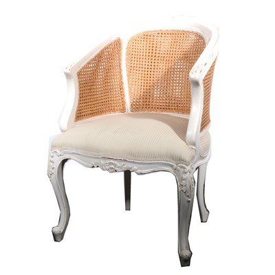 Lot 31 - A French style painted fauteuil armchair