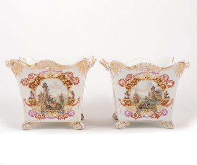 Lot 20 - A pair of Dresden porcelain jardinieres, Helena Wolfsohn, circa 1900