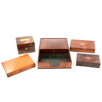 Lot 177 - A brass strung rosewood box and three others together with a letter tray.