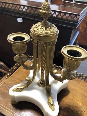 Lot 147 - A Louis XV style white marble and gilt metal three-piece clock garniture