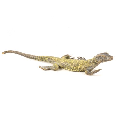 Lot 154 - A cold painted bronze alligator, 18cm.