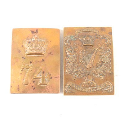 Lot 152 - Two brass shoulder belt plates -  XVIII Royal Irish Regiment