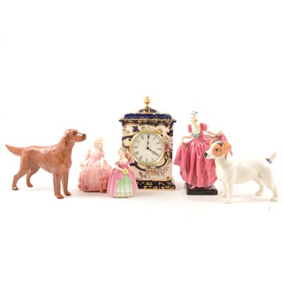 Lot 22 - Masons mantel clock, Royal Mandalay; Beswick and Doulton figures