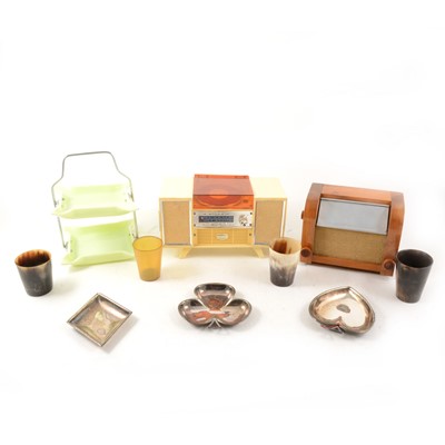 Lot 73 - A box of cocktail trays, coasters, musical boxes etc.