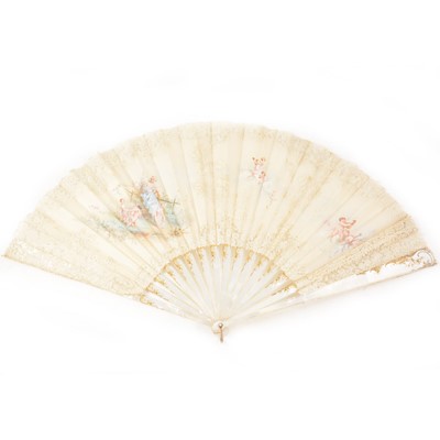 Lot 164 - A hand-painted folding fan.
