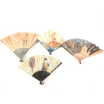 Lot 166 - A Jean Droit vintage fan, and five other vintage fans.
