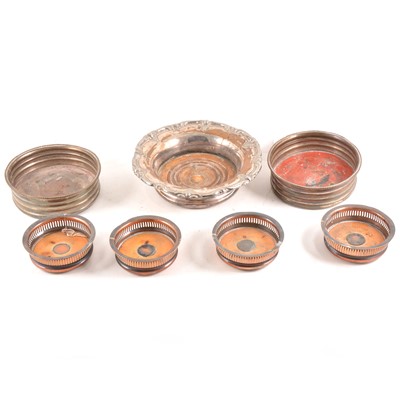 Lot 110 - Seven assorted coasters, including old Sheffield plate